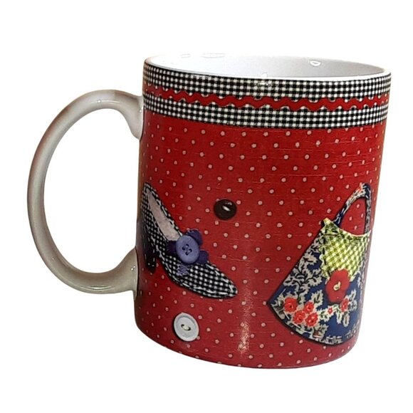 Pair "Dress Up" Paula Joerling Ceramic Mugs Lang Company Red Coffee/Tea Mug EUC - Picture 3 of 6